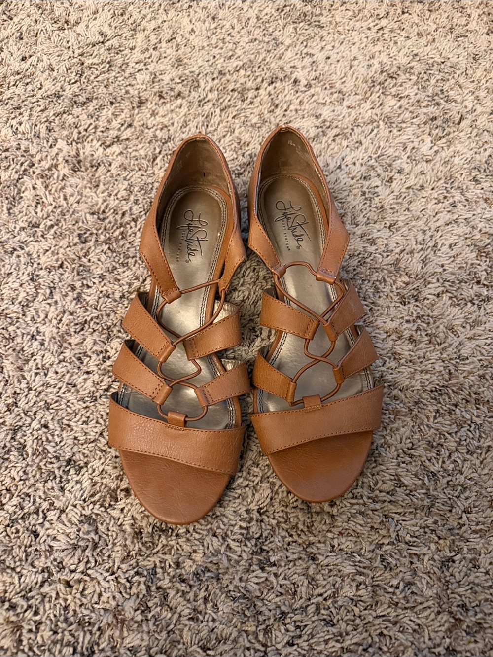 Life Stride Cognac Multi-Strap Women's Sandals